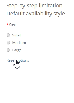 Related Options: step-by-step option selection with unavailable values grayed out.